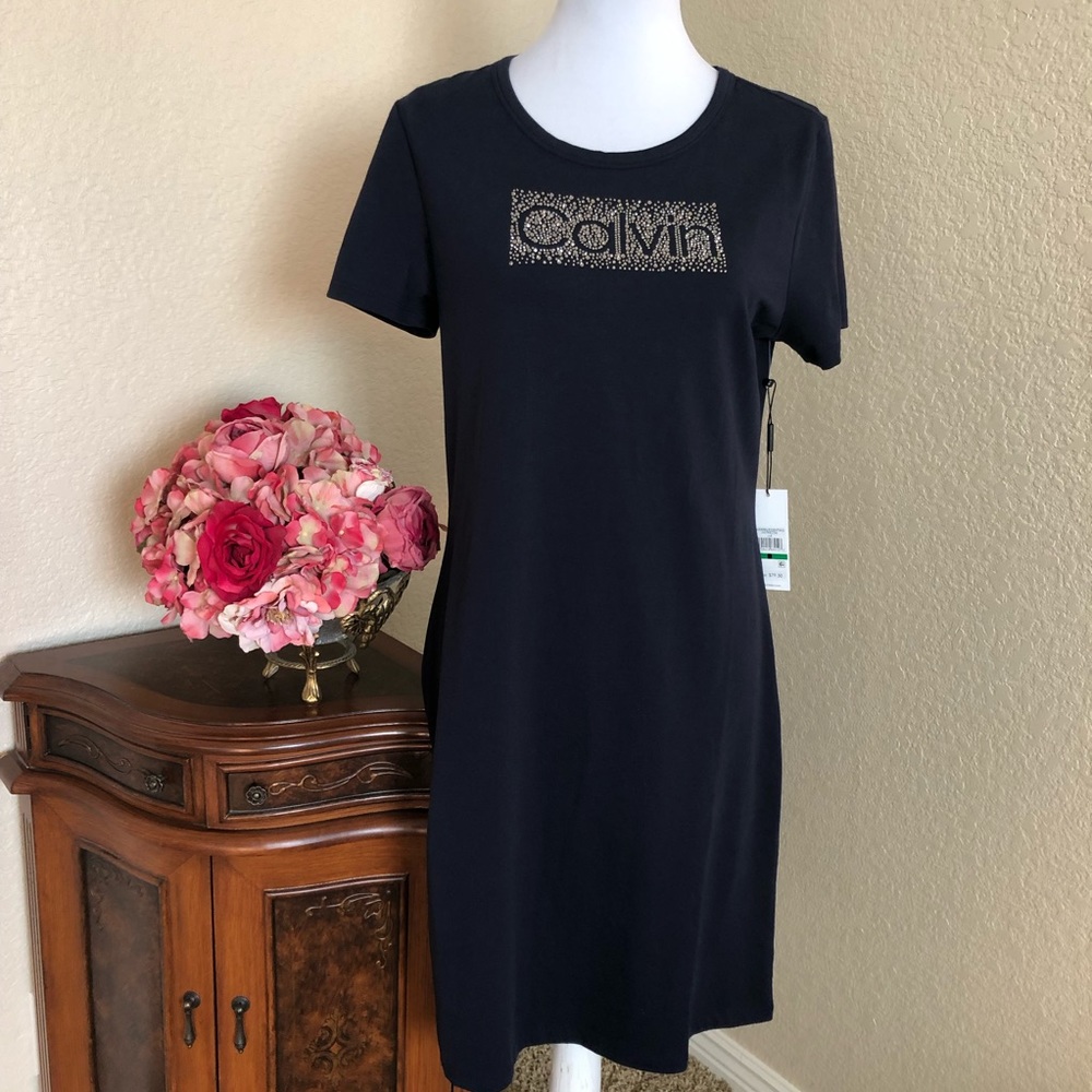 Calvin Klein Bling Shirt Sleeve T-shirt MIDI Dress